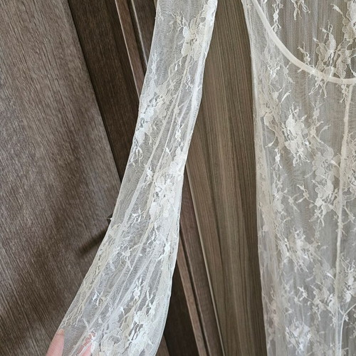Kaftan dress onesize white lace with slit, new