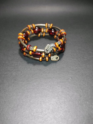 Brown durable bracelet braided on wire used