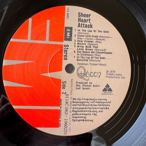Queen Sheer Heart Attack LP used, Greek reissue 80s