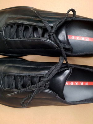 Prada Men's Black Leather Sneakers Size 42 Like New