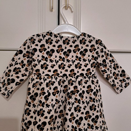 Yell-ow baby dress like new with brown-black flowers for girl up to 9 months