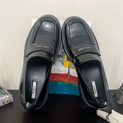 Queen Oxford Pepe Jeans women's loafers new, black patent leather, size 40