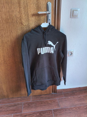 Puma hoodie black with white logo, size S