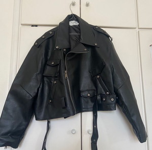 Korean style oversized faux leather jacket