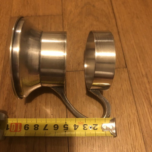 Vintage metal Podstakannik glass holder, silver color