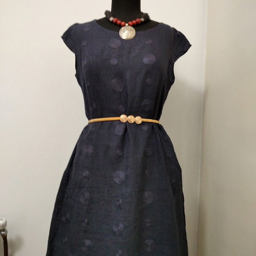 Linen dress A-Style blue size M like new