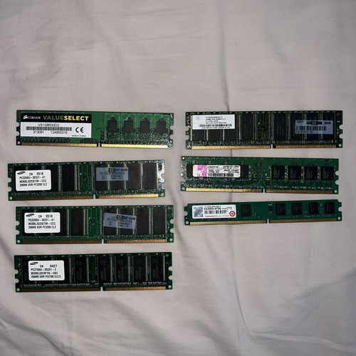 Ram DDR and DDR2 used, set of 7 pieces