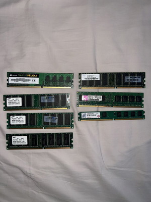 Ram DDR and DDR2 used, set of 7 pieces