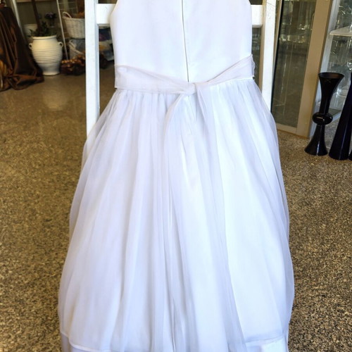 White flower girl dress new with satin bodice and organza skirt