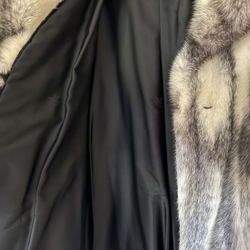 Mink fur coat like new, white and black, length 1.20m