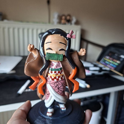 Nezuko 3D Printed Figure Like New, Hand-Painted with Acrylics