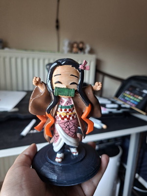 Nezuko 3D Printed Figure Like New, Hand-Painted with Acrylics