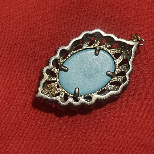 9k gold and 925 silver ring and pendant with diamonds and turquoise, vintage