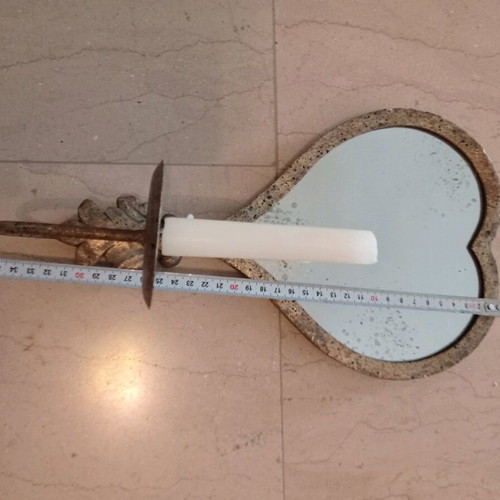 Candle holder with heart-shaped mirror, Italian, like new