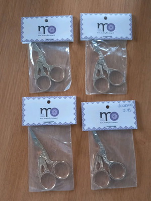 Metal craft scissors set of 4 new, gold and silver stork shape