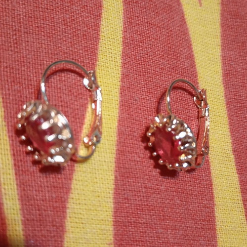 Gold Plated Earrings with Simulated Rubies new
