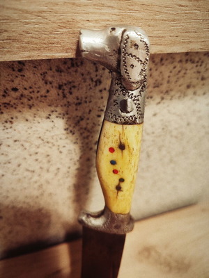 Master Dimitar Dimitrov antique decorative knife with dog head handle
