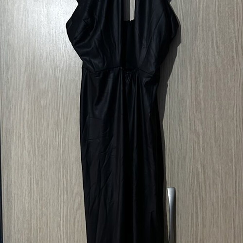 No Stress leather jumpsuit size S used with deep neckline and crisscross tie