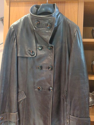 Women's leather medium brown coat new