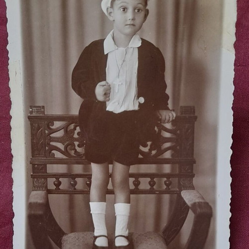 Vintage Piraeus Boy Portrait Photo used, black and white