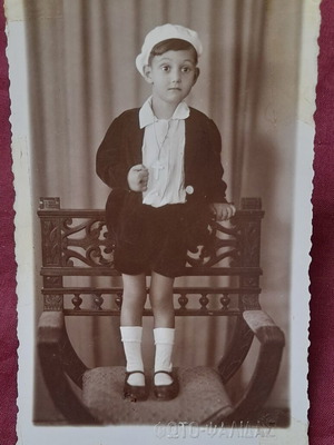 Vintage Piraeus Boy Portrait Photo used, black and white