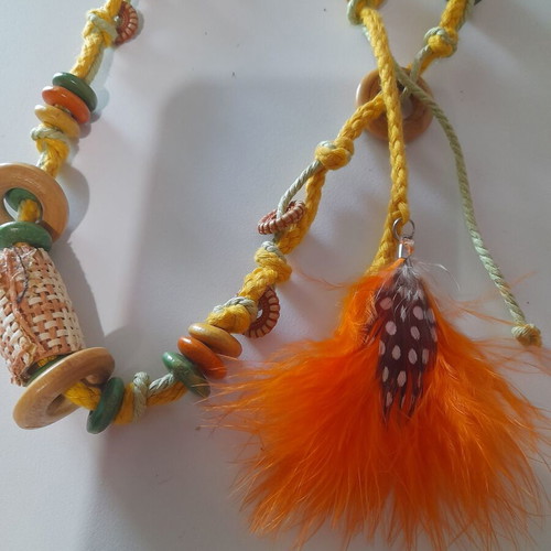 2 ethnic/boho necklaces new, natural materials, multicolor