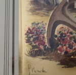 Vintage κάδρο χρωμολιθογραφία με χρυσό αλουμινόχαρτο, μεταχειρισμένο