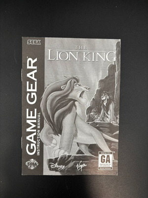 The Lion King Sega Game Gear Instruction Manual like new