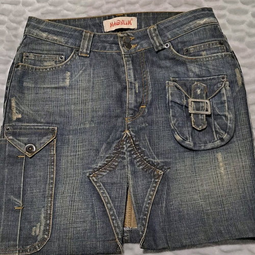 Magnum denim mini skirt like new with slit and pockets