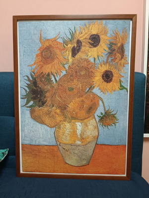 Sunflowers Puzzle 1000 Pieces Like New With Brown Wooden Frame