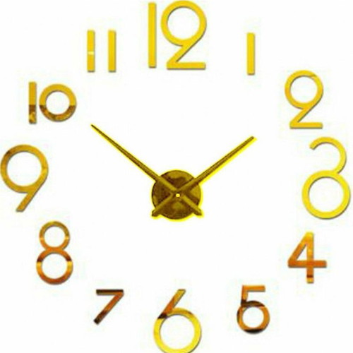 3D DIY wall clock sticker large, gold, new