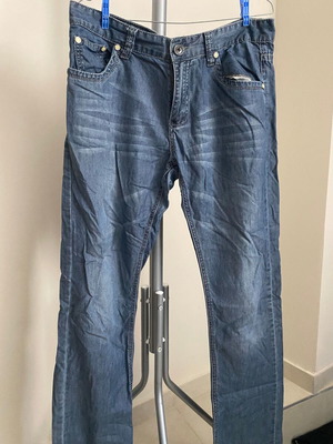 Men's Washed Blue Denim Jeans M&H Jeans W33 L32 Like New