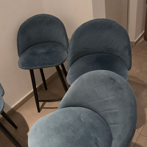 Bar stools used, set of 4, petrol color