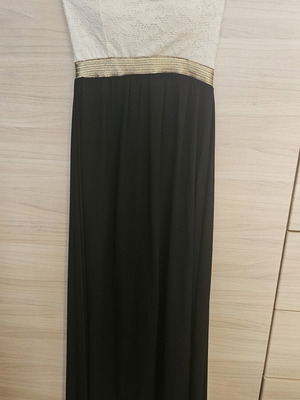 Long dress with gold detail size L like new, black and white