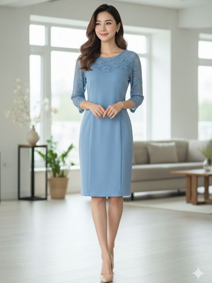 Blue dress with lace H&M new, size S