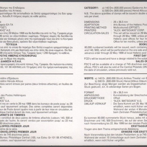 Special Postal Advertising Card Europa 1998 new