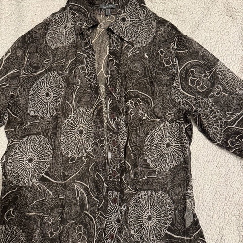 Brown shirt with patterns semi-transparent like new, size M