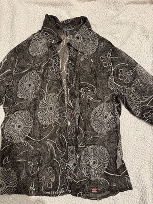 Brown shirt with patterns semi-transparent like new, size M