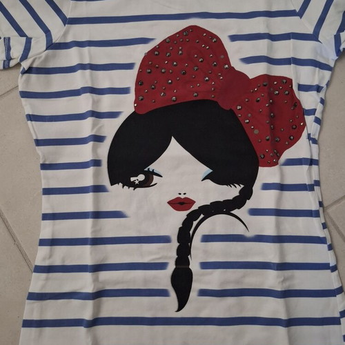 Zara vintage top like new, size S, white and blue