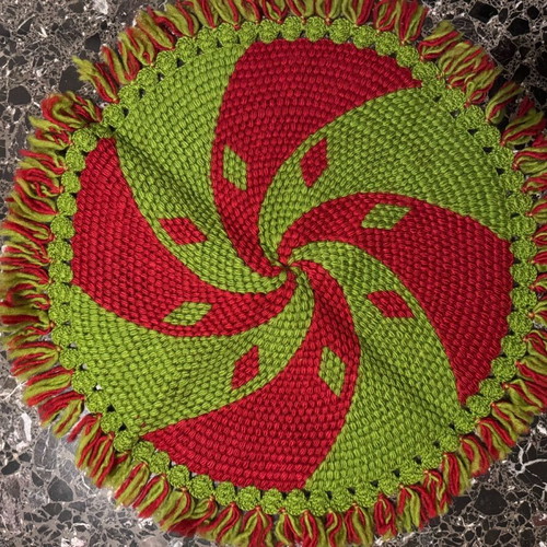 Handmade vintage round wool rug new, 60cm diameter