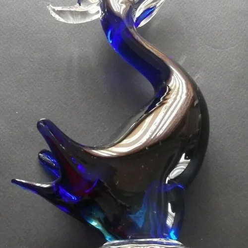Blue Glass Swan Paperweight used, Murano Art Italy