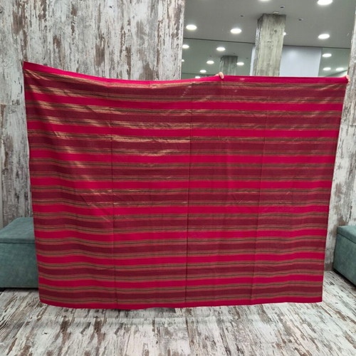 Tablecloth 1.40×1.80 cotton new, red with gold and green stripes