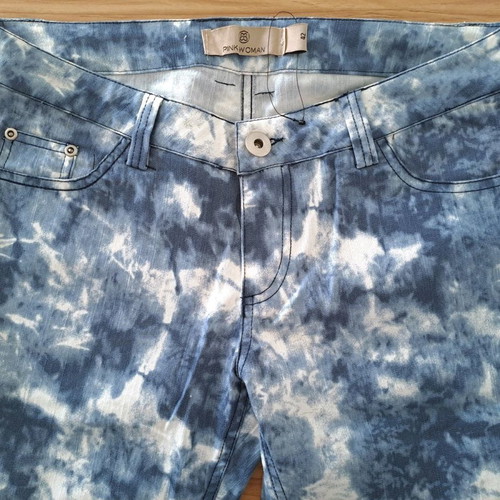 Acid washed pants regular fit Pink Woman new, white and blue