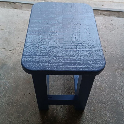 Wooden pine stool new, painted blue/purple
