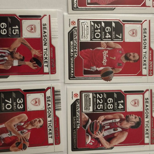 Olympiacos 6-Card Lot Panini Contenders EuroLeague Season Ticket