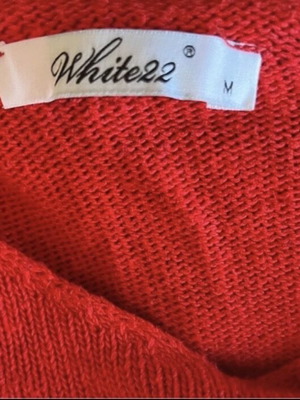 Red wide pullover with V neck like new, size medium