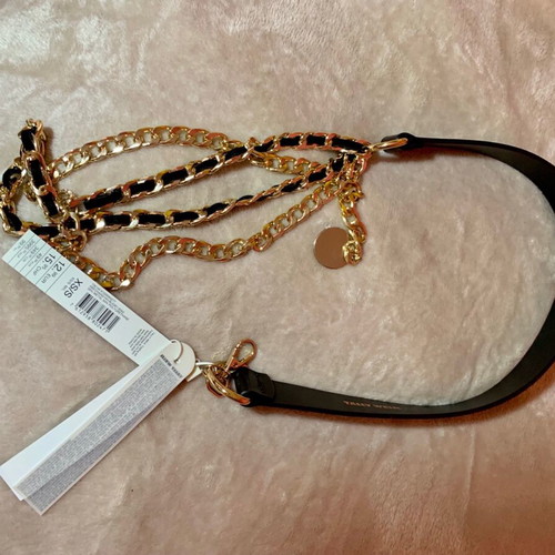 Black belt with gold chains new, adjustable length XS/S