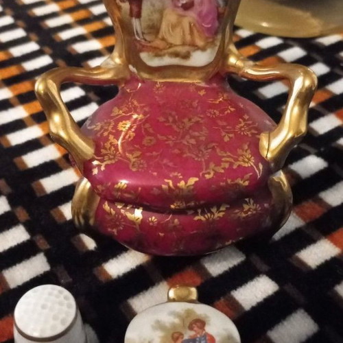 Limoges decorative porcelain miniatures set of 3 used