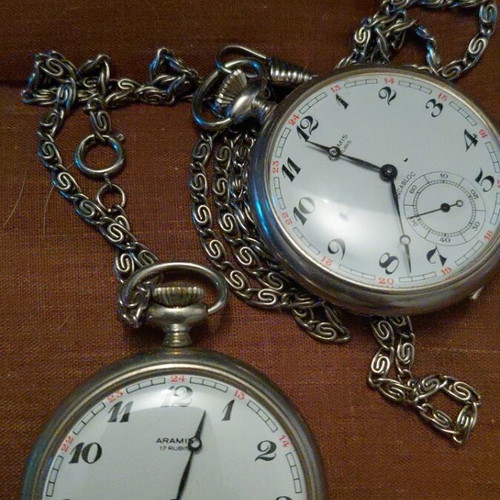 Aramis pocket watches like new, 12 rubies × 2, mechanical