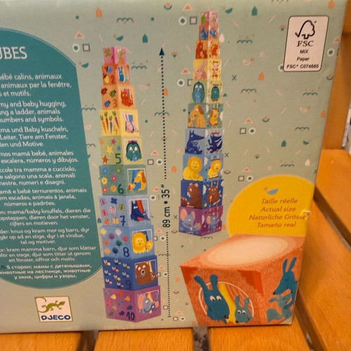 Montessori educational toy Djeco 10 stacking cubes like new